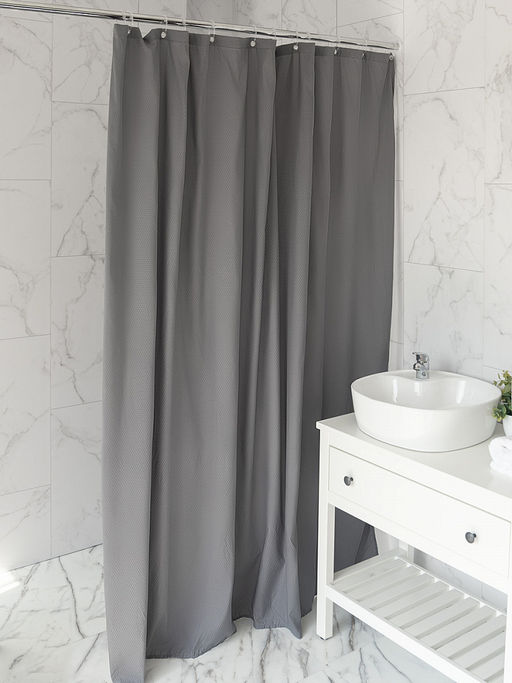 Шторка для ванной 200x200 серый микрофибра