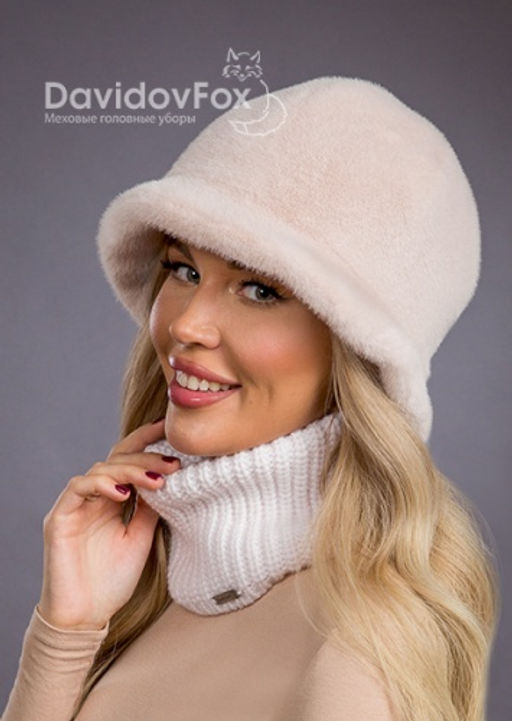 Шапка Шляпка экомех капор зефир