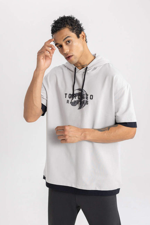 DeFactoFit Футболка оверсайз с капюшоном и короткими рукавами НБА Торонто Рэпторс  фото 6