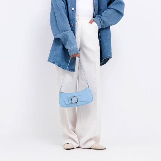 Сумка женская багет на молнии, 26×5×10.5 см, голубая