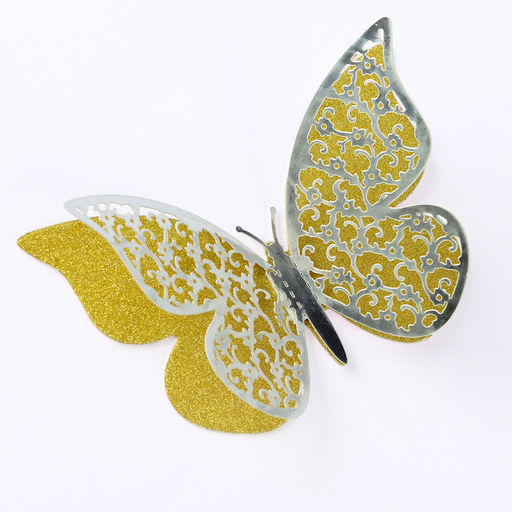 Набор для украшения Бабочки с узорами, набор 12 шт, цвет серебро - Страна карнавалия фото 3