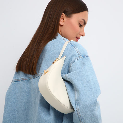 Сумка женская багет на молнии, 20.5×7×10.5 см, белая