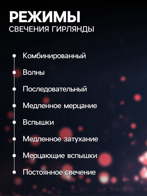 УЦЕНКА Гирлянда Нить 3 м с насадками Лампочки сердца, IP20, 80 LED, 220 В, 8 режимов, прозрачная нить, свечение мульти - Luazon lighting фото 3