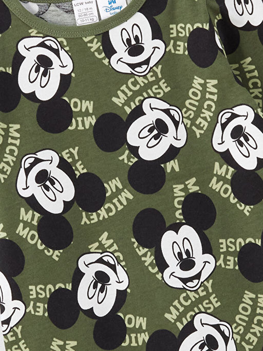 Bisiklet Yaka Mickey Mouse Bask?l? Erkek Bebek Tulum