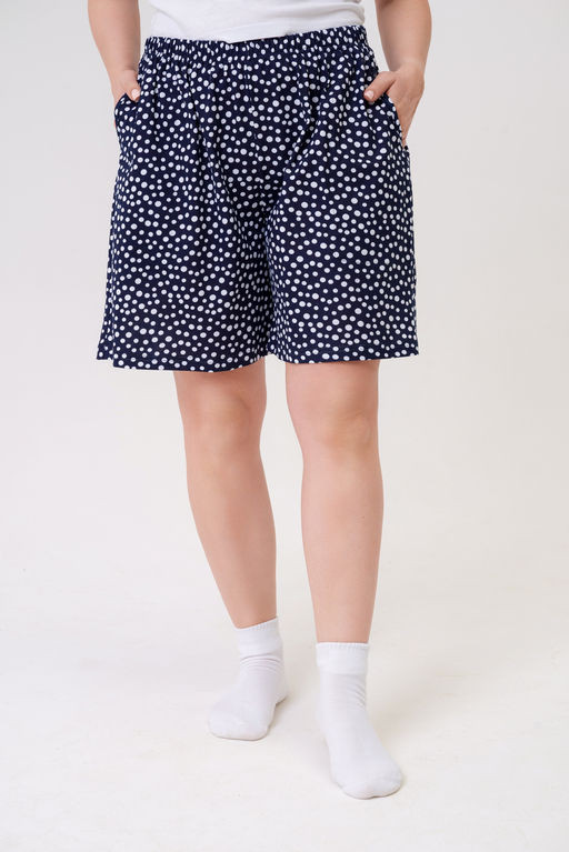 Шорты женские из кулирки Цветник горошек на темно-синем макси - Амадэль фото 2