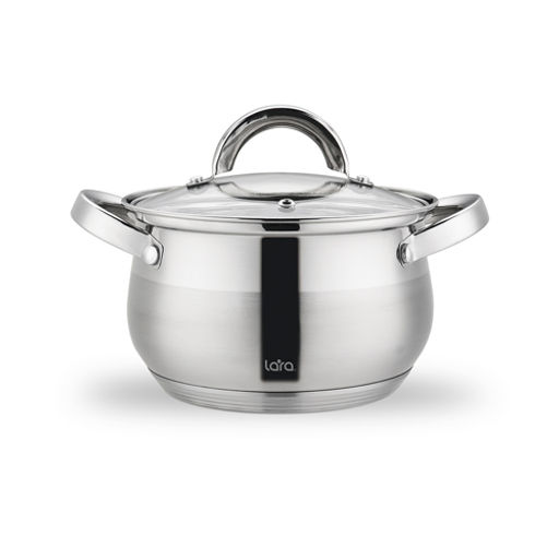 Кастрюля 3,9л серия Симфония LR02-462 5-слой капс индук дно стек крышка нерж матовая полировка /LARA/