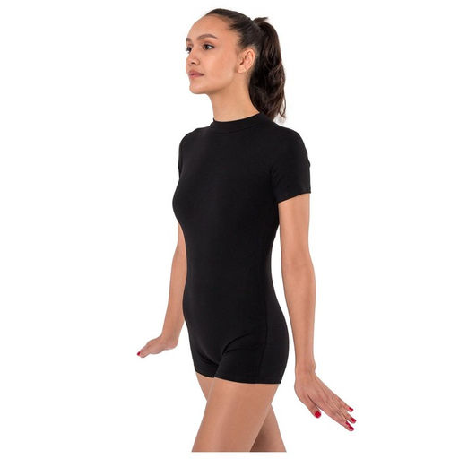 Купальник гимнастический Grace Dance, с шортами, с коротким рукавом, р. 42, цвет чёрный  фото 4