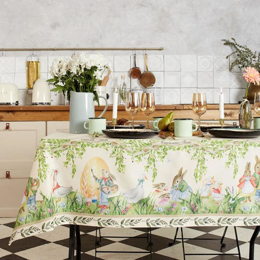 Скатерть Этель Акварельные зайцы 220х147 см, 100% хл, саржа 190 гр/м2  фото 6