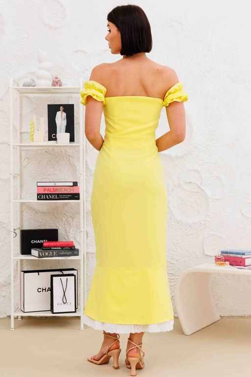 Платье AURA 3265-170 лимонный+молочное кружево фото 2