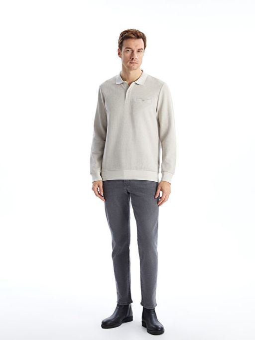 Polo Yaka Uzun Kollu Erkek Sweatshirt