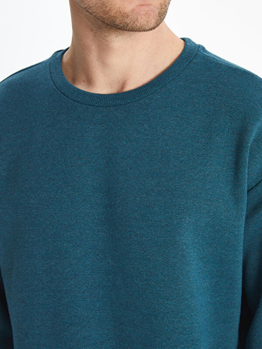 Bisiklet Yaka Uzun Kollu Erkek Kal?n Sweatshirt