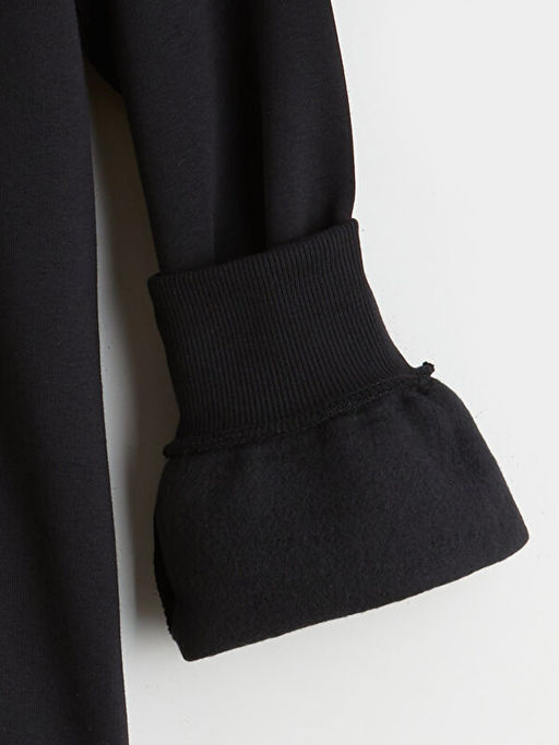 Bisiklet Yaka Ta?l? Kad?n Kal?n Sweatshirt