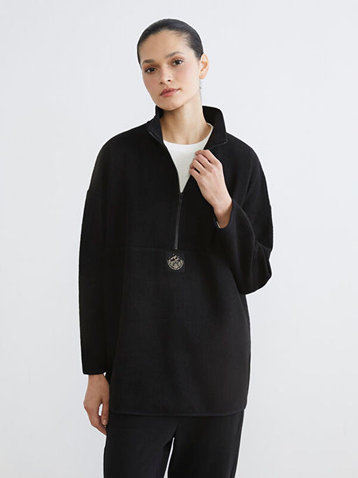 Dik Yaka Nak??l? Polar Kad?n Sweatshirt Tunik