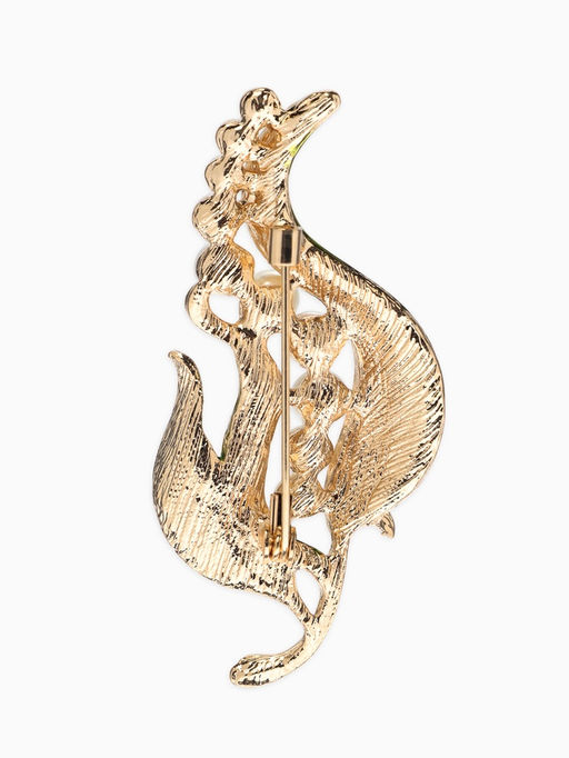 Брошь «Стручок гороха», белый, зелёная в золоте