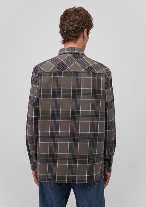 Kareli Gri Gomlek - Mavi фото 4