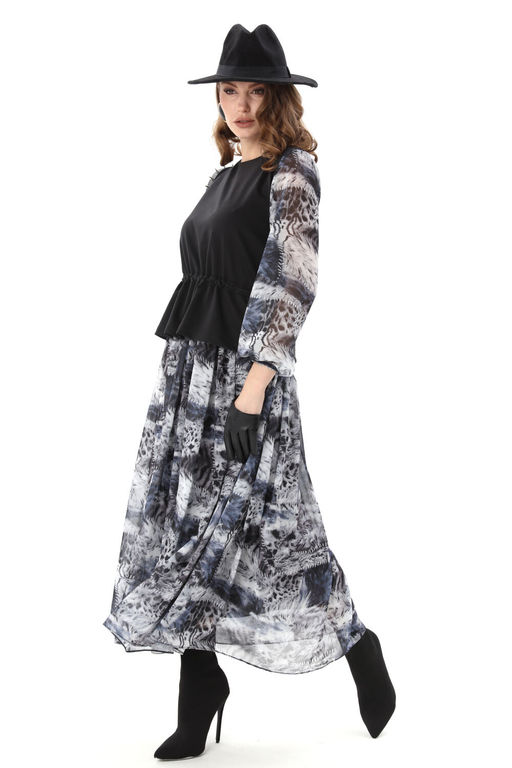 Платье NIKVA н740-19 чёрный и серая абстракция фото 4