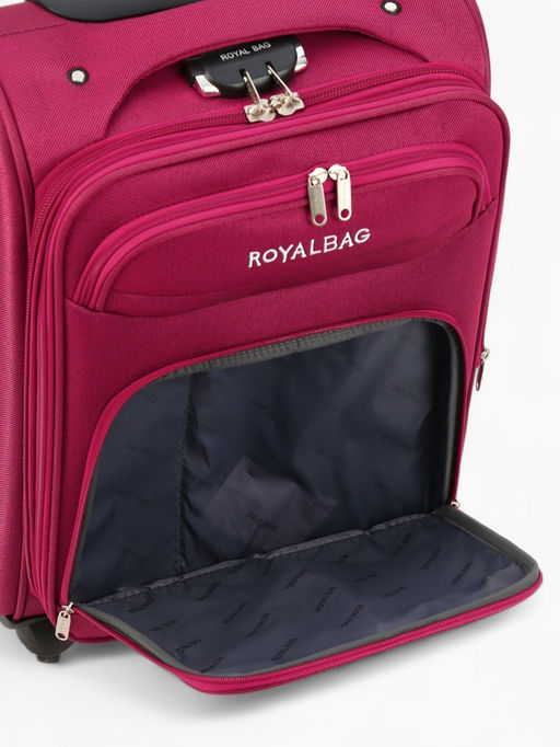 Чемодан на колёсах Royalbag маленький 46 л (S), на молнии, с увеличением, кодовый замок, 4 колеса, розовый