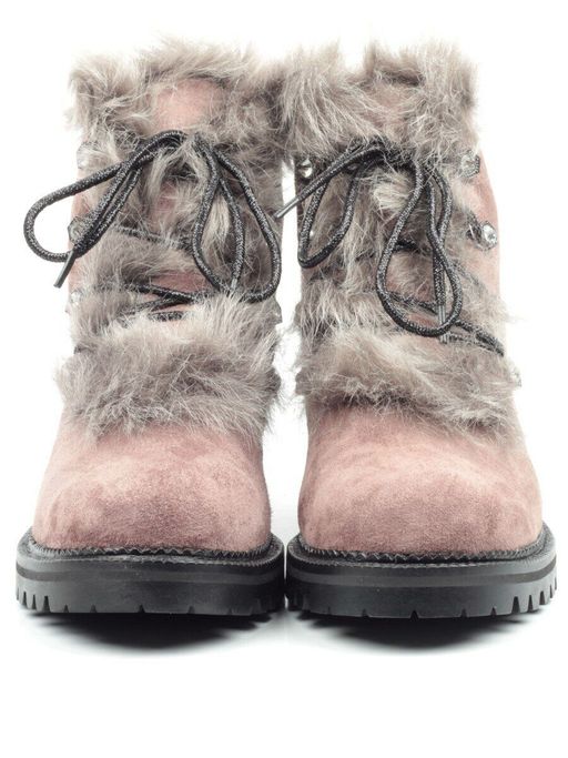 04-AH25-3 BROWN Ботинки зимние женские (натуральная замша, натуральный мех) - Фабричный китай фото 9