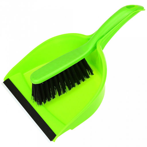 Комплект для уборки пластмассовый: совок 21х16х6,5см с резинкой + сметка 26х3,5см, ворс 4см "Арка" цвета в ассортименте: салатовый, розовый, бирюзовый (Китай)