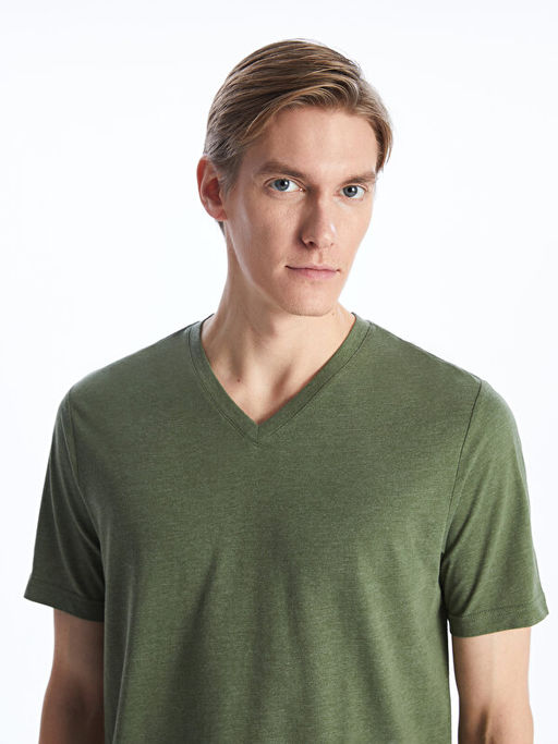 V Yaka K?sa Kollu Penye Erkek Ti??rt