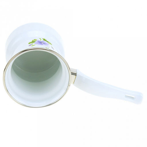 "Анютины глазки" Кофеварка эмалированная 0,4л, д9см, h10см, пластмассовая фиксированная ручка, нержавеющий ободок (Россия)