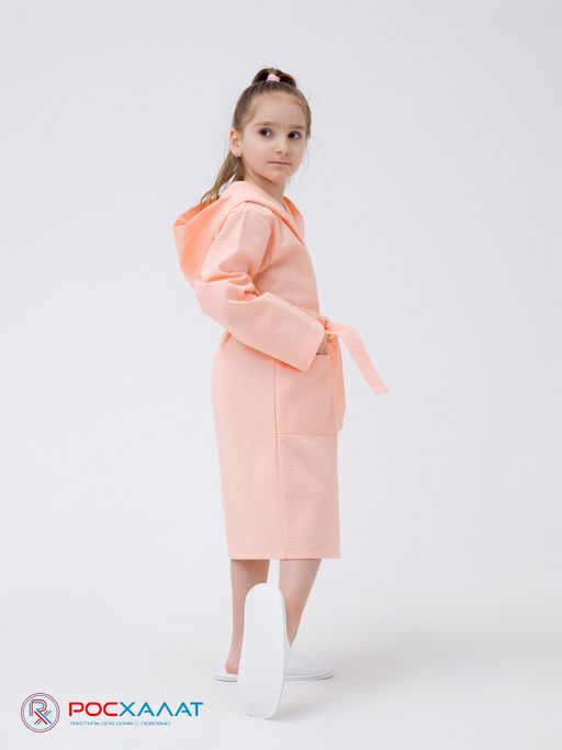 Детский вафельный халат с капюшоном нежно-персиковый В-07 (17) - Росхалат фото 2