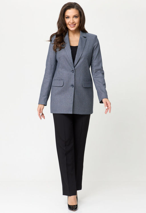 Жакет БелЭльСтиль 762 синяя мелкая клетка фото 5
