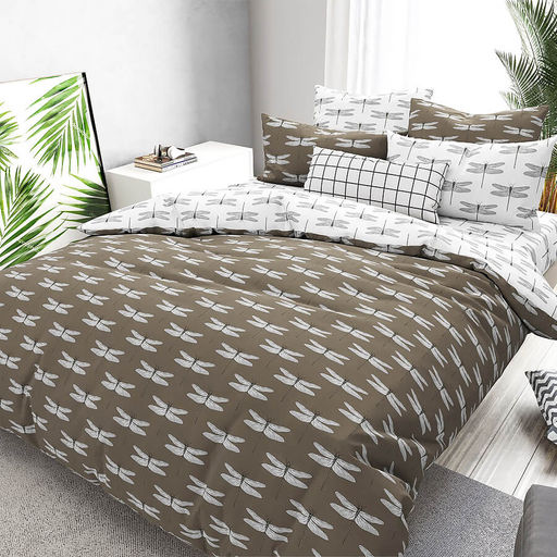 КПБ Поплин Эксклюзив (молния) - Стрекозы 2 сп. с Евро простыней (на молнии с нав.70х70)