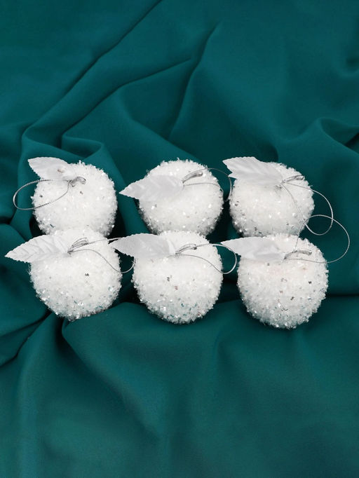 Ёлочные игрушки 6 шт. Яблочко 55 см, белый - Зимнее волшебство фото 2