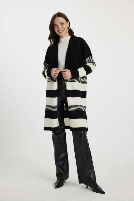 Кардиган стандартного кроя с V-образным вырезом - Defacto фото 4