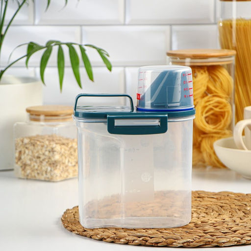 Контейнер для хранения сыпучих с дозатором, 1 кг, 17×10.5×22 см, пластик, прозрачный