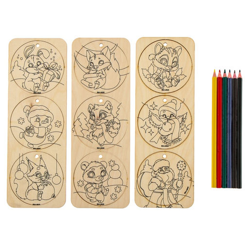 Заготовки для творчества на новый год «Шары», с карандашами