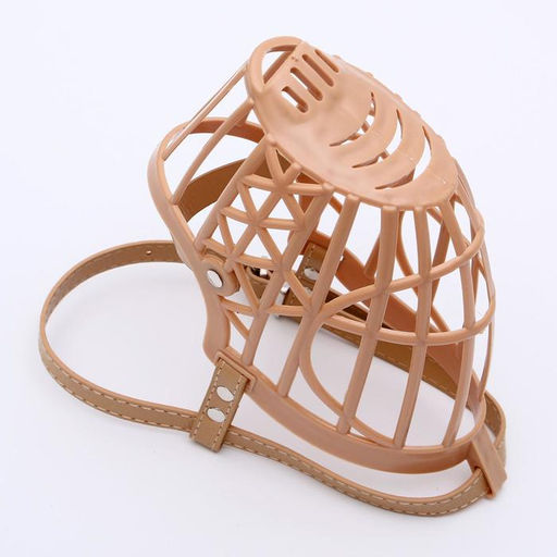 Намордник пластиковый №6 с ошейником из эко кожи ОМ 35 см ДН 12 см ОШ 52-67 см - Пижон фото 7