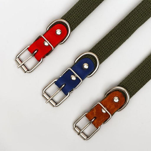 Ошейник брезентовый однослойный, 50 х 2 см, ОШ 25-35 см, хаки - Пижон фото 6