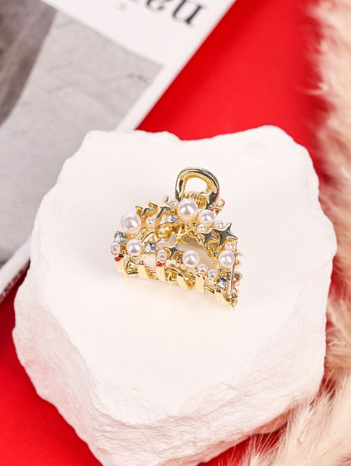 Цена за 6 шт. Крабик для волос «Саманта галант», дуга, 3 см, золото