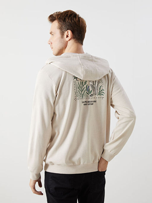 Kap??onlu Uzun Kollu Erkek Fermuarl? Sweatshirt