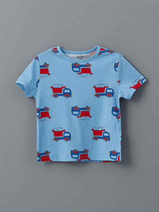 Bisiklet Yaka Bask?l? Erkek Bebek Pijama ?st