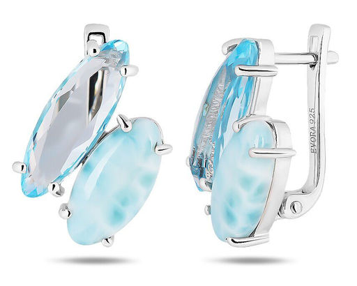 Серьги, ларимар , топаз, Лунетта