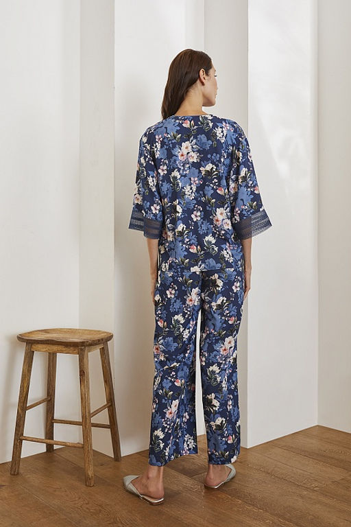 Рубашка 56414 Синий цветы