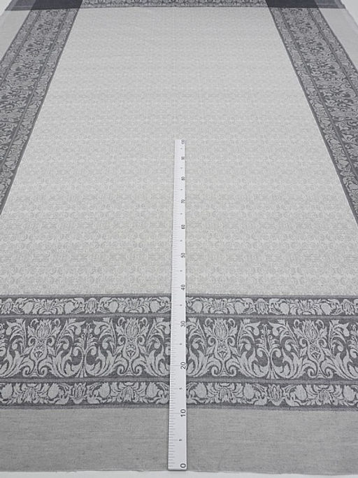 Крой скатерти жаккард Цветочная арабеска цв.серый, 1.90м*2.55м, лен-51%, хлопок-49% - Купава фото 3