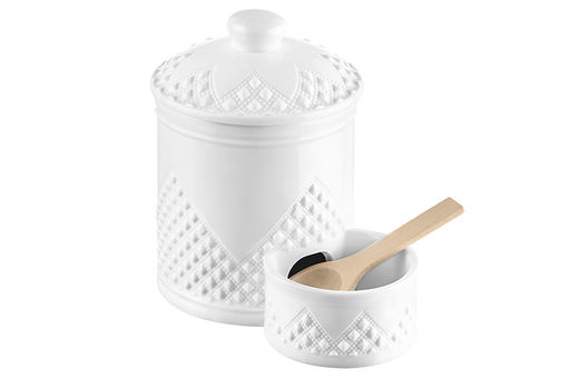 Банка д/соли 500 мл 15,5*10*14,5 см Ромбики с деревянной ложкой и крышкой - Elan gallery фото 7