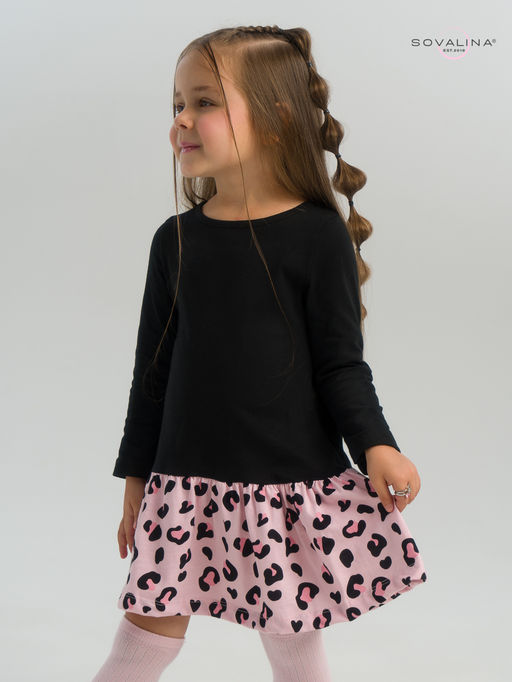 Платье Алиса дл/р черный-нежный леопард - Sovalina фото 8