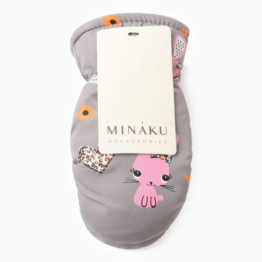 Варежки зимние детские MINAKU, серые, 18 см