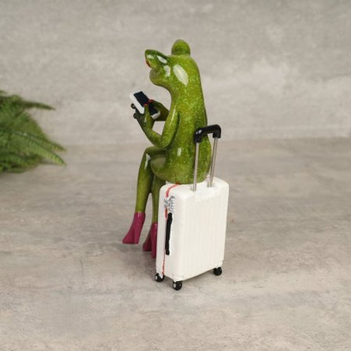 Фигурка Лягушка на чемодане с телефоном 16 см / YX39052 /уп 24/ - Галеонтрейд фото 2