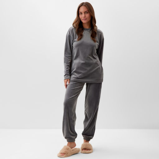Костюм женский (свитшот, брюки) KAFTAN Plushy, размер 40-42, серый