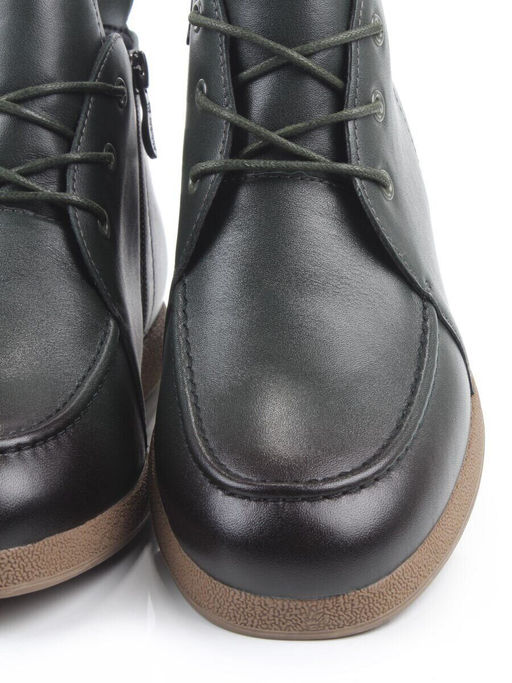 01-S77-97 DK. GREEN Ботинки демисезонные женские (натуральная кожа, байка)