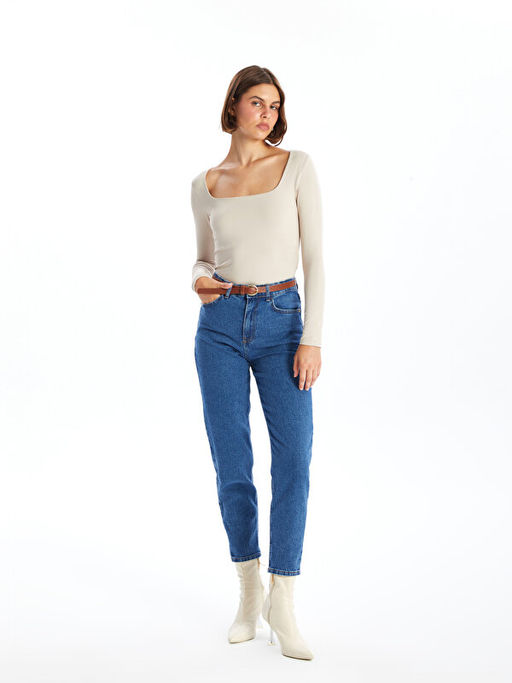 Kare Yaka D?z Uzun Kollu Kad?n Body