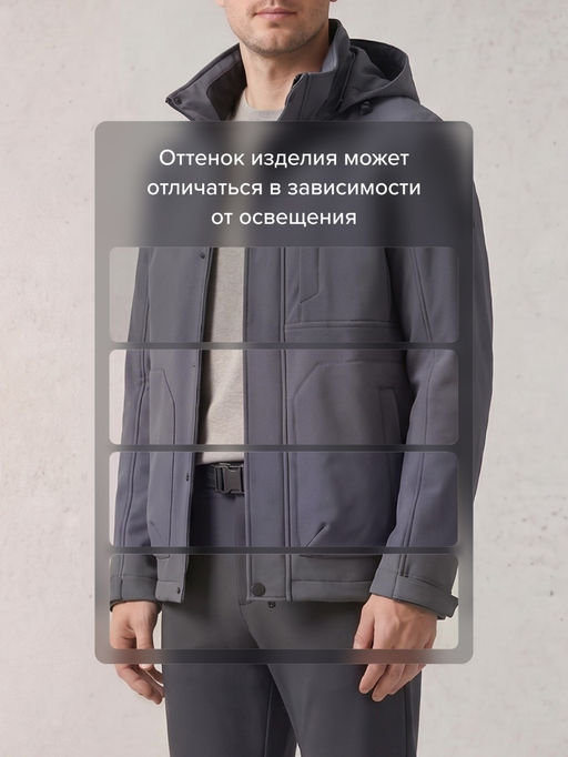 Мужской костюм из софтшелла с флисом и мембраной утепленный темно-серого цвета 09617TC