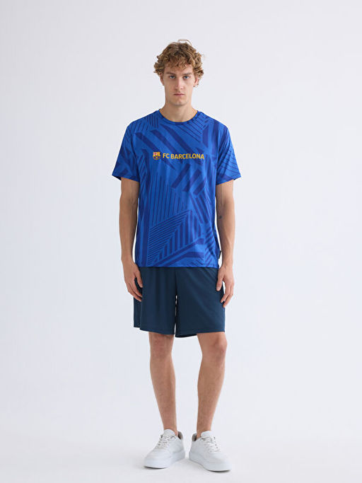 Bisiklet Yaka K?sa Kollu Barcelona Bask?l? Erkek Ti??rt