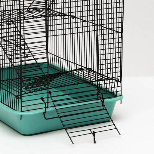 Клетка для грызунов Пижон №9, с 3-я этажами, без наполнения, 33 х 24 х 38 см, бирюзовая  фото 4